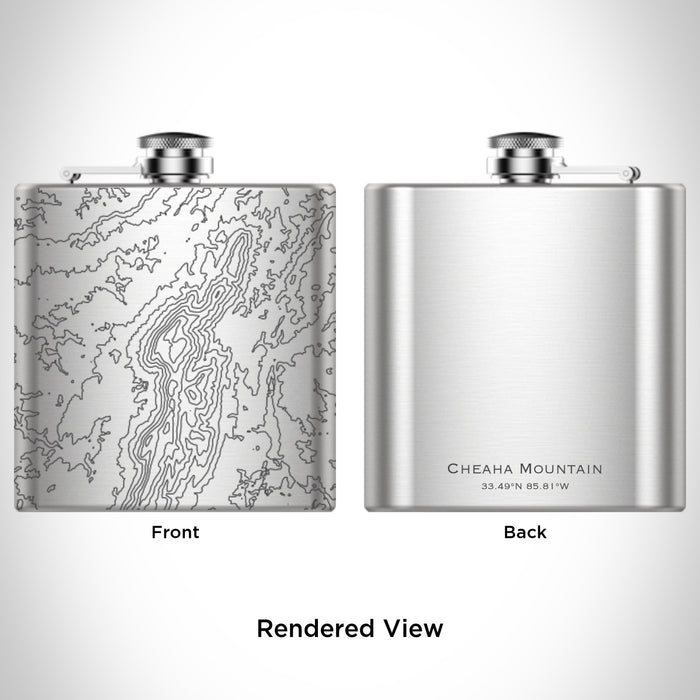 Rendered View of Cheaha Mountain Alabama Map Engraving on 6oz Stainless Steel Flask