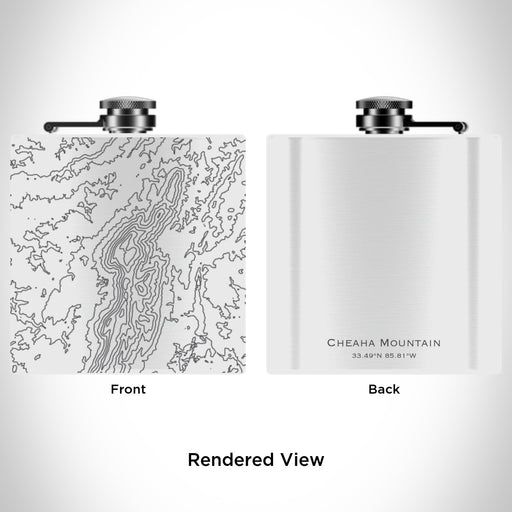 Rendered View of Cheaha Mountain Alabama Map Engraving on 6oz Stainless Steel Flask in White