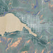 Chelan Washington Map Print in Afternoon Style Zoomed In Close Up Showing Details