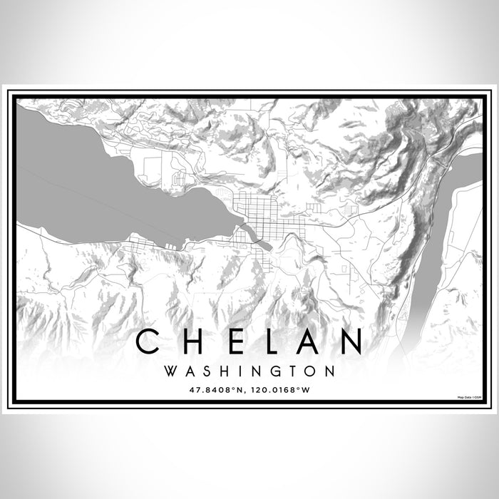 Chelan Washington Map Print Landscape Orientation in Classic Style With Shaded Background