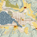 Chelan Washington Map Print in Woodblock Style Zoomed In Close Up Showing Details