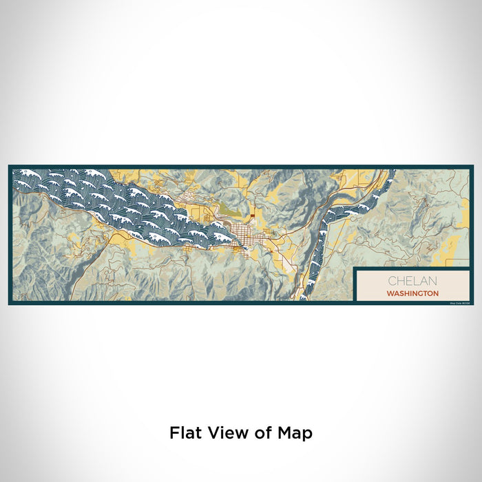 Flat View of Map Custom Chelan Washington Map Enamel Mug in Woodblock