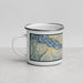 Left View Custom Chelan Washington Map Enamel Mug in Woodblock