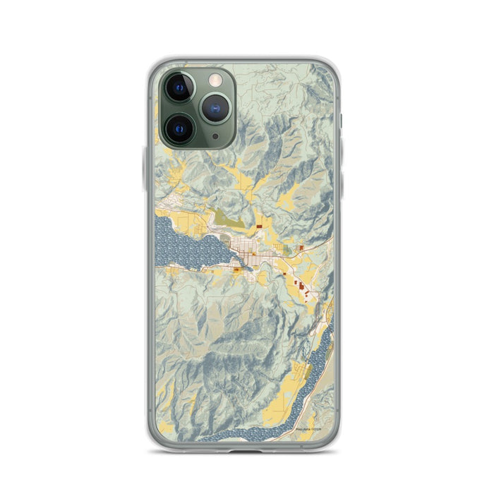Custom iPhone 11 Pro Chelan Washington Map Phone Case in Woodblock