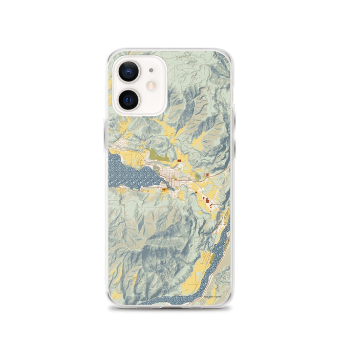 Custom iPhone 12 Chelan Washington Map Phone Case in Woodblock