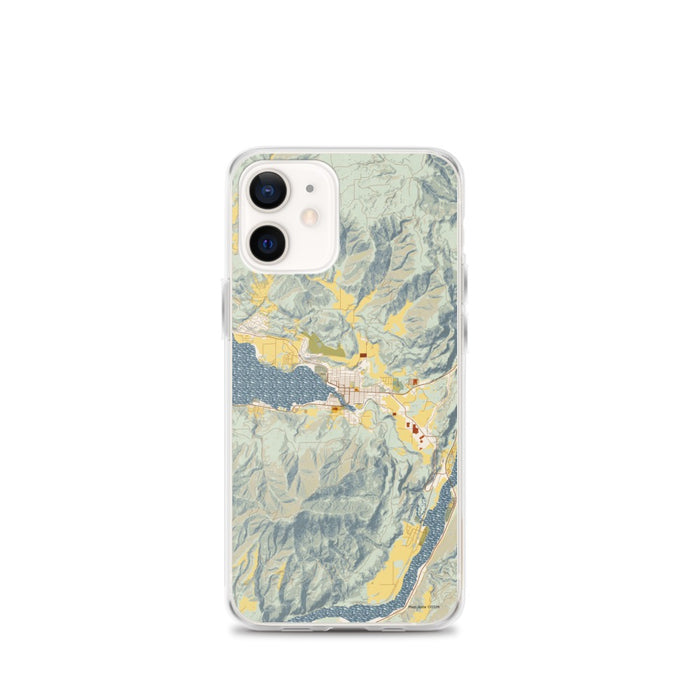 Custom iPhone 12 mini Chelan Washington Map Phone Case in Woodblock