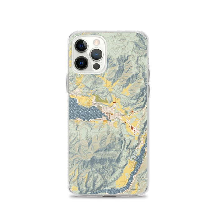 Custom iPhone 12 Pro Chelan Washington Map Phone Case in Woodblock