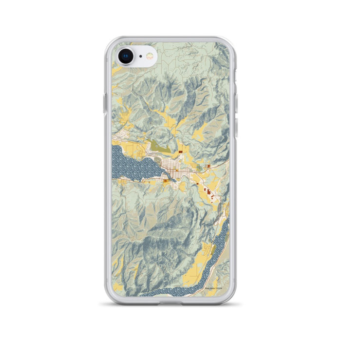 Custom iPhone SE Chelan Washington Map Phone Case in Woodblock