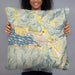 Person holding 22x22 Custom Chelan Washington Map Throw Pillow in Woodblock