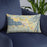 Custom Chelan Washington Map Throw Pillow in Woodblock on Blue Colored Chair