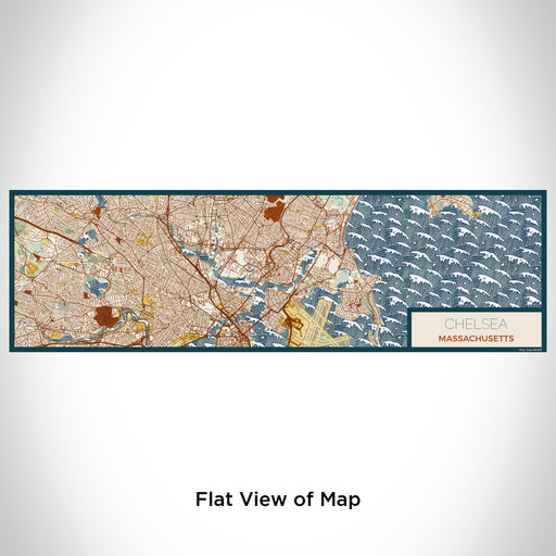 Flat View of Map Custom Chelsea Massachusetts Map Enamel Mug in Woodblock