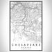 Chesapeake Virginia Map Print Portrait Orientation in Classic Style With Shaded Background