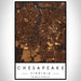 Chesapeake Virginia Map Print Portrait Orientation in Ember Style With Shaded Background