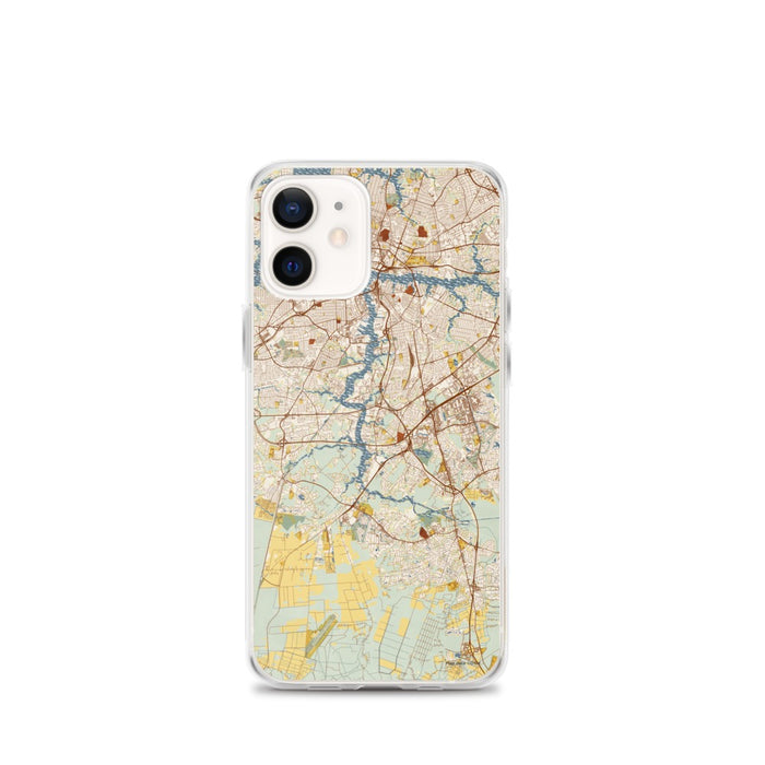 Custom Chesapeake Virginia Map iPhone 12 mini Phone Case in Woodblock