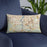 Custom Chesapeake Virginia Map Throw Pillow in Woodblock on Blue Colored Chair