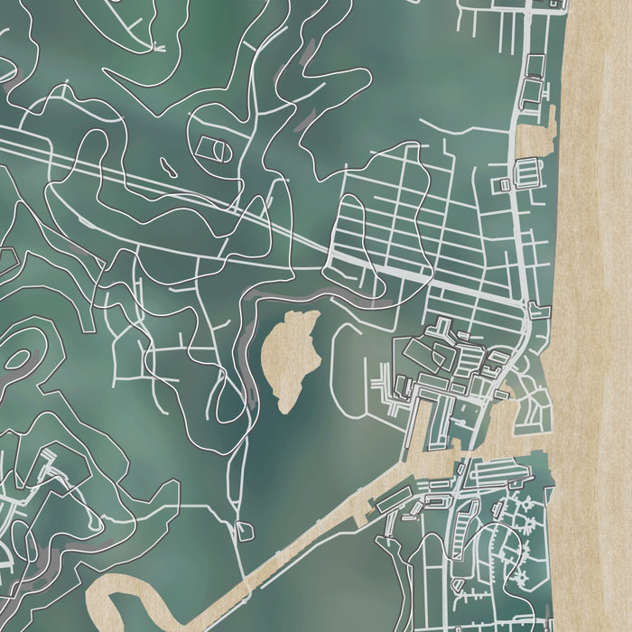 Chesapeake Beach Maryland Map Print in Afternoon Style Zoomed In Close Up Showing Details