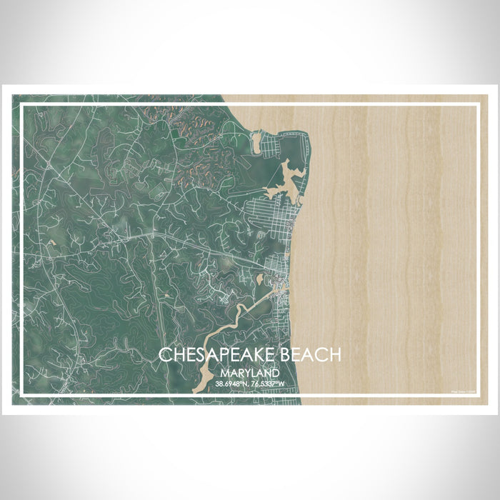 Chesapeake Beach Maryland Map Print Landscape Orientation in Afternoon Style With Shaded Background