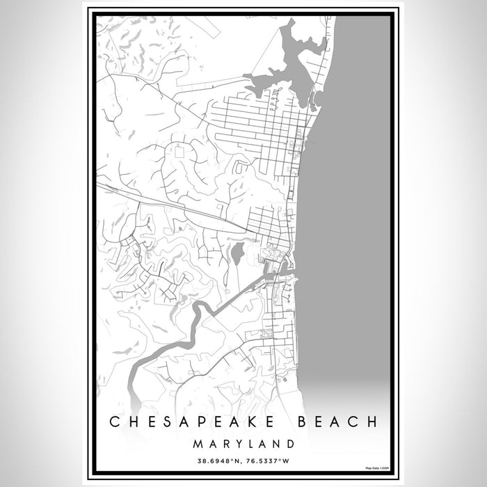 Chesapeake Beach Maryland Map Print Portrait Orientation in Classic Style With Shaded Background