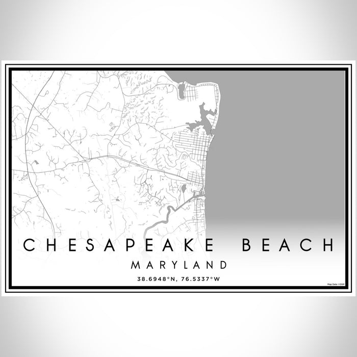 Chesapeake Beach Maryland Map Print Landscape Orientation in Classic Style With Shaded Background