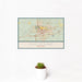 12x18 Cheyenne Wyoming Map Print Landscape Orientation in Woodblock Style With Small Cactus Plant in White Planter