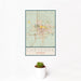 12x18 Cheyenne Wyoming Map Print Portrait Orientation in Woodblock Style With Small Cactus Plant in White Planter