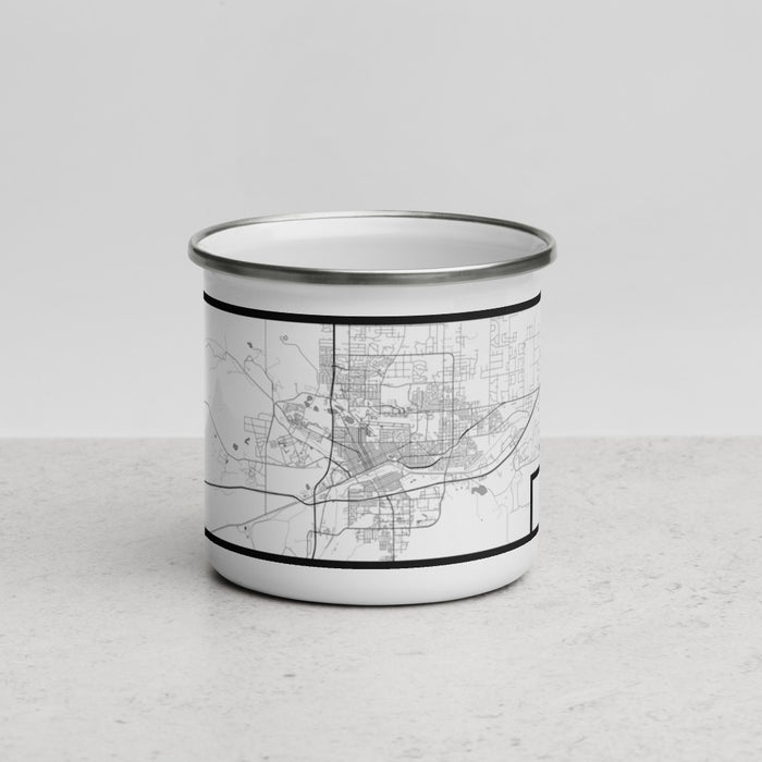 Front View Custom Cheyenne Wyoming Map Enamel Mug in Classic