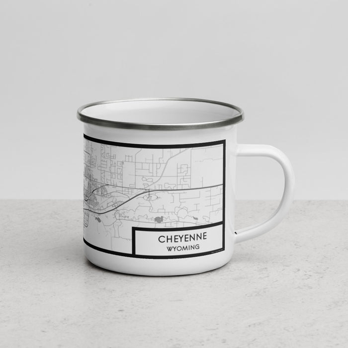 Right View Custom Cheyenne Wyoming Map Enamel Mug in Classic
