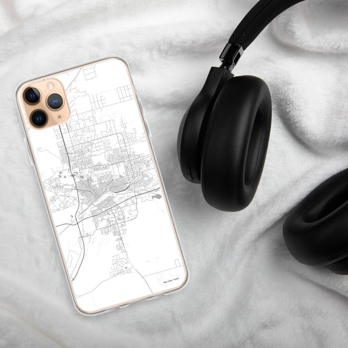 Custom Cheyenne Wyoming Map Phone Case in Classic on Table with Black Headphones