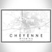 Cheyenne Wyoming Map Print Landscape Orientation in Classic Style With Shaded Background