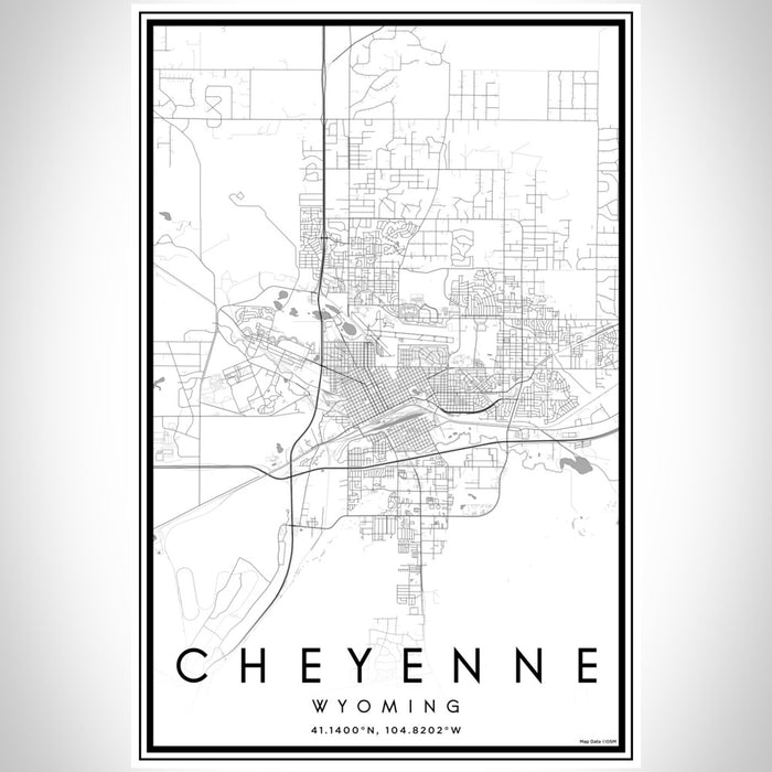 Cheyenne Wyoming Map Print Portrait Orientation in Classic Style With Shaded Background