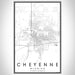 Cheyenne Wyoming Map Print Portrait Orientation in Classic Style With Shaded Background