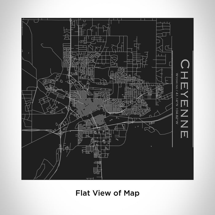 Rendered View of Cheyenne Wyoming Map Engraving on 17oz Stainless Steel Insulated Tumbler in Black