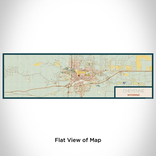 Flat View of Map Custom Cheyenne Wyoming Map Enamel Mug in Woodblock