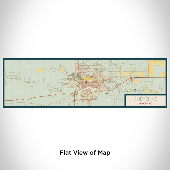 Flat View of Map Custom Cheyenne Wyoming Map Enamel Mug in Woodblock