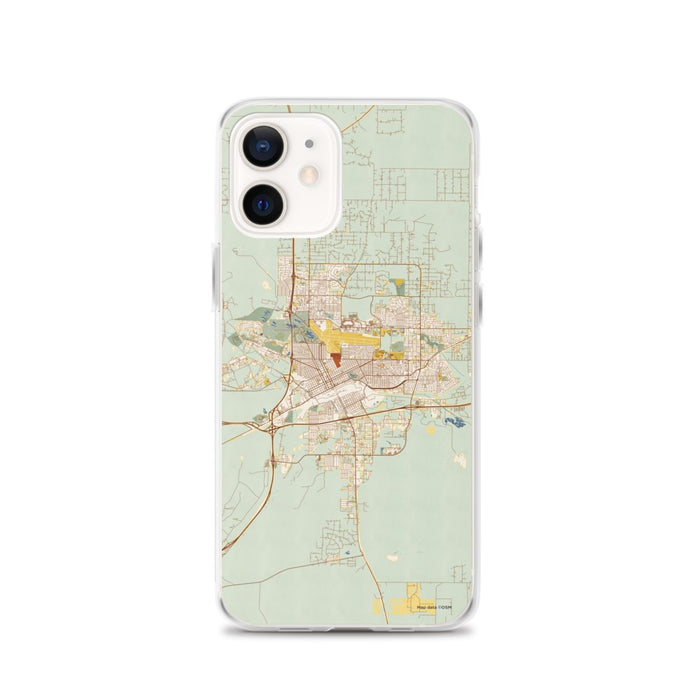 Custom Cheyenne Wyoming Map iPhone 12 Phone Case in Woodblock