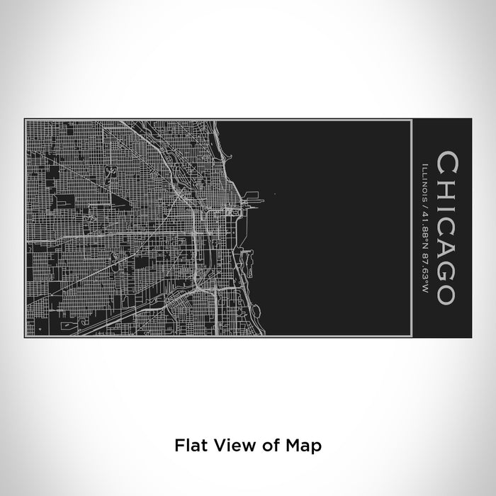 Rendered View of Chicago Illinois Map Engraving on 17oz Stainless Steel Insulated Cola Bottle in Black