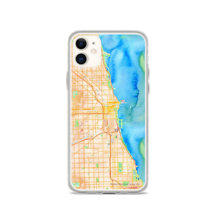 Custom Chicago Illinois Map Phone Case in Watercolor