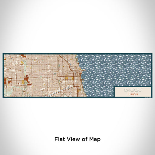 Flat View of Map Custom Chicago Illinois Map Enamel Mug in Woodblock