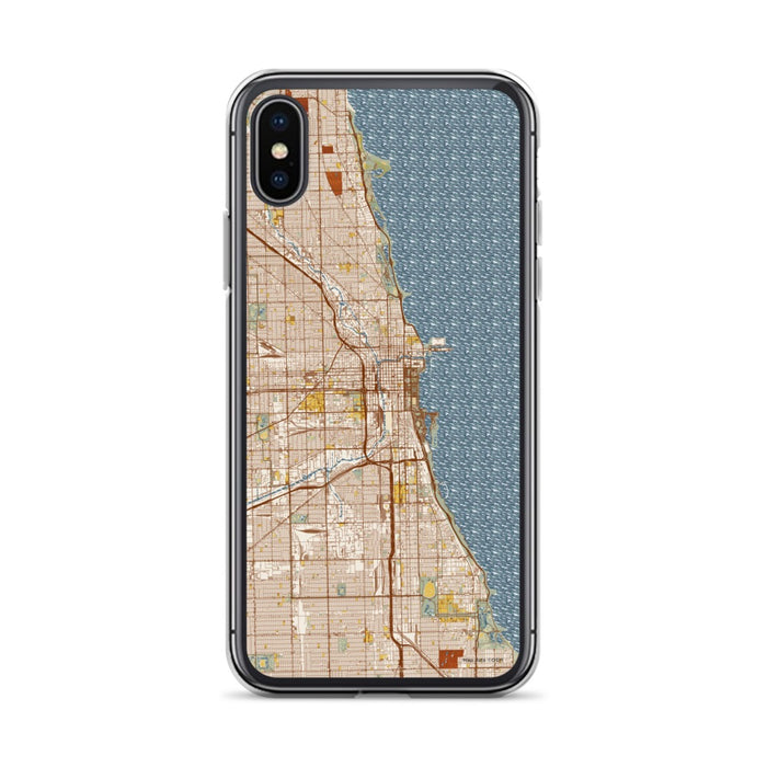 Custom Chicago Illinois Map Phone Case in Woodblock