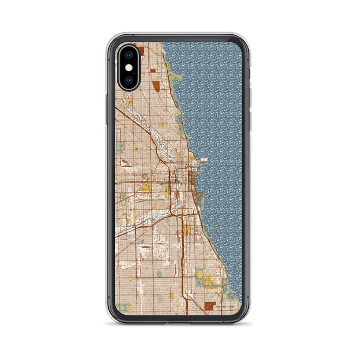 Custom Chicago Illinois Map Phone Case in Woodblock