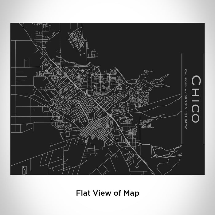 Rendered View of Chico California Map Engraving on 20oz Stainless Steel Insulated Bottle with Bamboo Top in Black