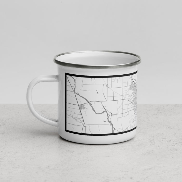 Left View Custom Chico California Map Enamel Mug in Classic