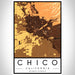 Chico California Map Print Portrait Orientation in Ember Style With Shaded Background