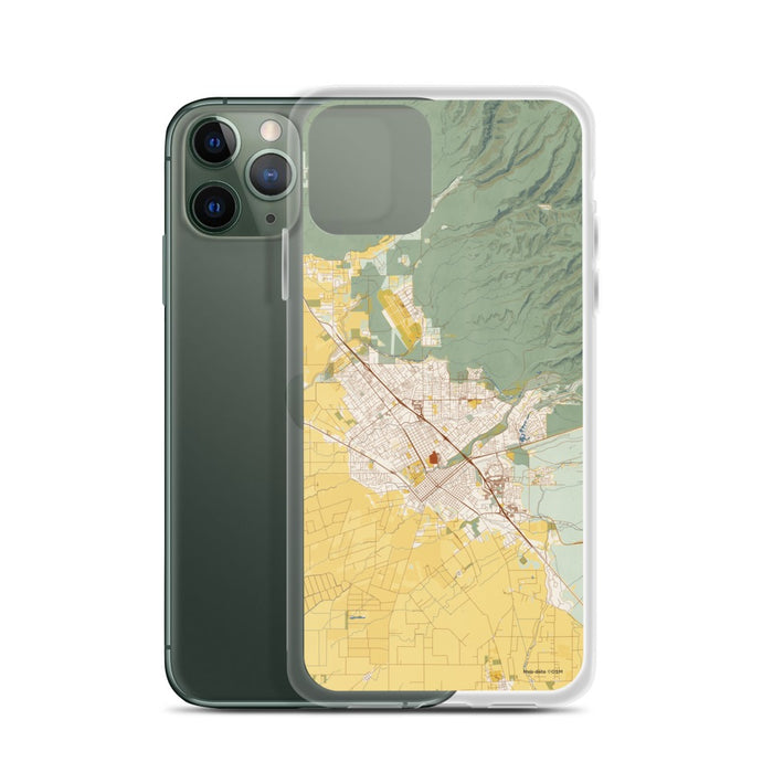 Custom Chico California Map Phone Case in Woodblock on Table with Laptop and Plant