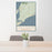 24x36 Chilmark Massachusetts Map Print Portrait Orientation in Woodblock Style Behind 2 Chairs Table and Potted Plant
