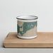 Front View Custom Chilmark Massachusetts Map Enamel Mug in Afternoon on Cutting Board