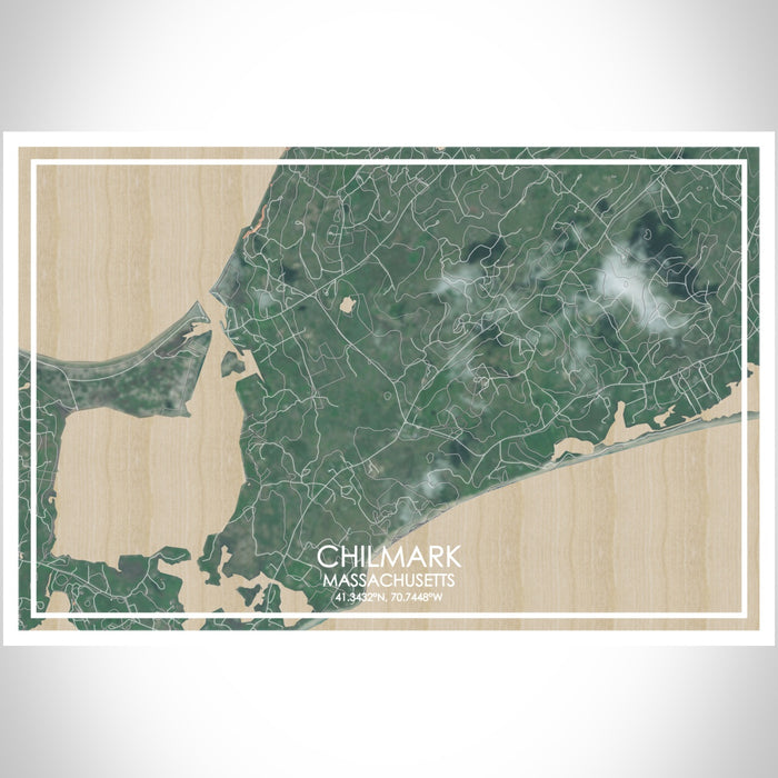 Chilmark Massachusetts Map Print Landscape Orientation in Afternoon Style With Shaded Background