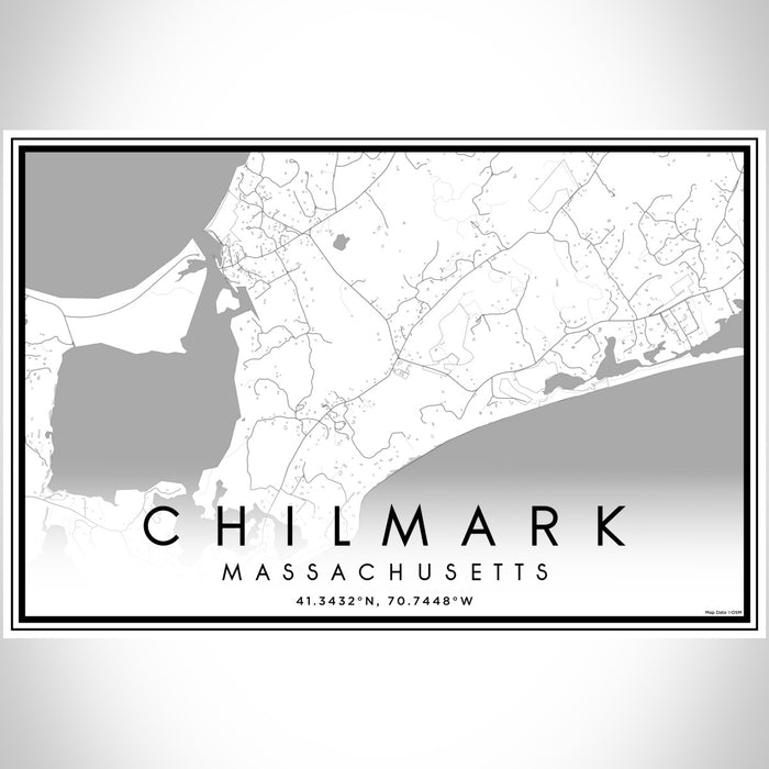 Chilmark Massachusetts Map Print Landscape Orientation in Classic Style With Shaded Background