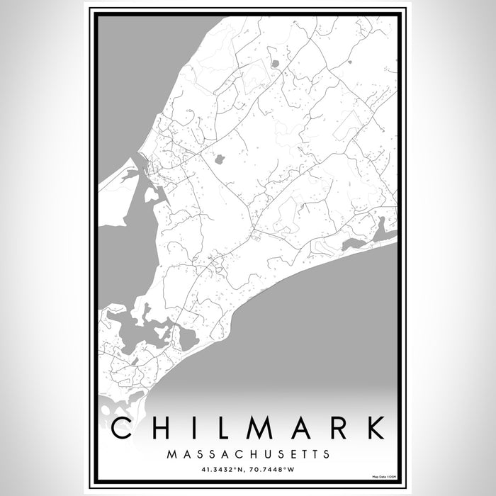 Chilmark Massachusetts Map Print Portrait Orientation in Classic Style With Shaded Background