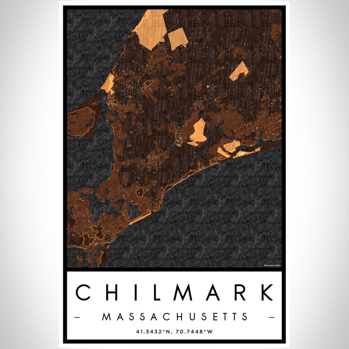 Chilmark Massachusetts Map Print Portrait Orientation in Ember Style With Shaded Background